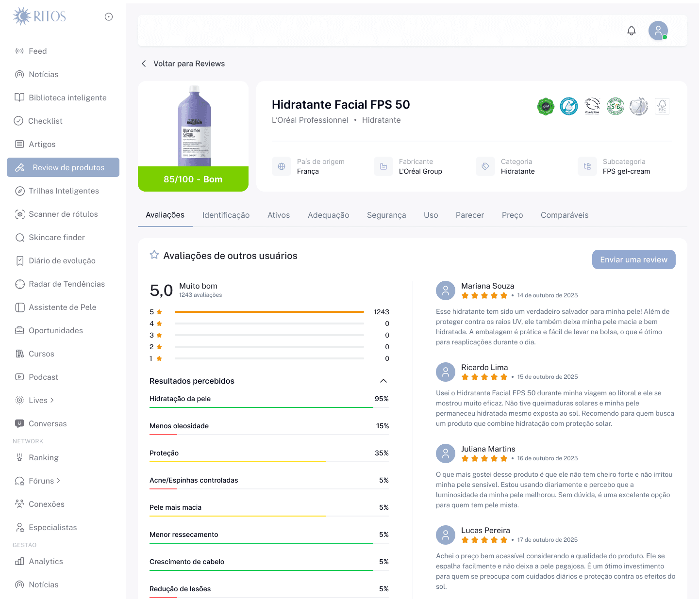 Reviews de Produtos