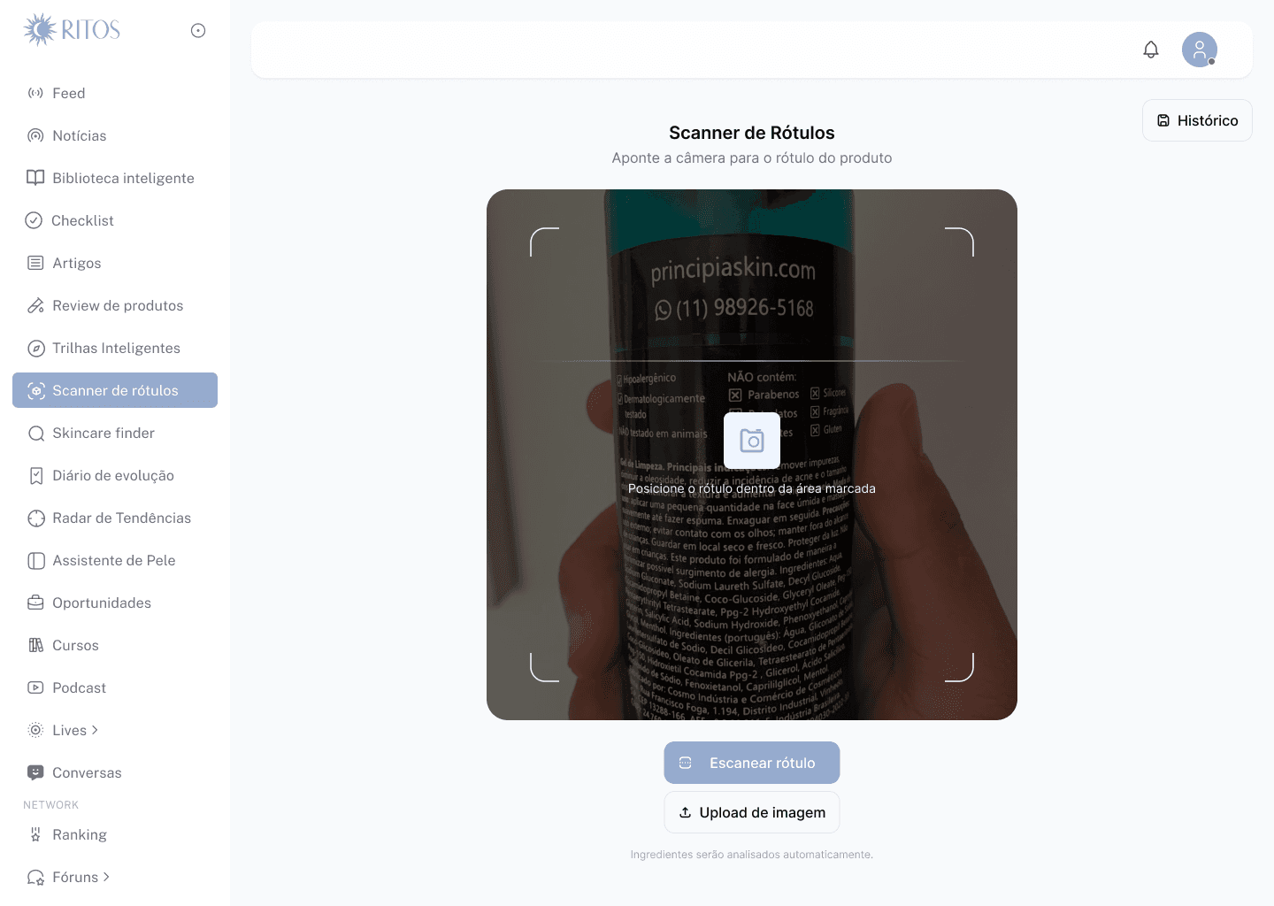 Scanner de rótulos